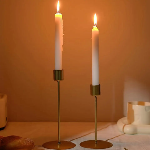 2pcs Candle Holder, Candlestick, For Candlelight Dinner Photo Props, Wedding Anniversary Birthday Decor, Table Living Room Home Decor, Valentine's Day New Year Christmas Decor CozyHaus