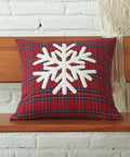 Vibrant Festive Christmas Embroidered Plaid Throw Pillow Cover - Soft, Zippered, Hand Washable Polyester Cushion Case with Easy Care for Home & Office Decor, Perfect for Holiday Season CozyHaus