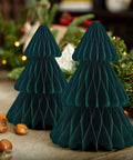 Set of 3 Christmas Tree Tissue Pom Poms Centerpiece - 3D Honeycomb Paper Table Decorations for Home, Office, Kitchen, Holiday Parties, Xmas Gifts – Versatile Decoration for Weddings, Birthdays & Seasonal Events CozyHaus