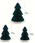 Set of 3 Christmas Tree Tissue Pom Poms Centerpiece - 3D Honeycomb Paper Table Decorations for Home, Office, Kitchen, Holiday Parties, Xmas Gifts – Versatile Decoration for Weddings, Birthdays & Seasonal Events CozyHaus