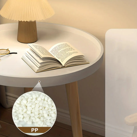 30MM/1.18in Round Portable Coffee Table: Stable Side End Table for Living Room, Bedroom, Office - Perfect for Laptop and Small Sofa - White and Black CozyHaus