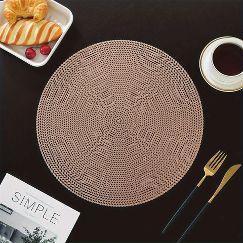 6/8 Pack Round PVC Place Mats, Non-Slip Dining Table Mats for Wedding, Christmas, Parties, Heat Resistant Woven Chargers for Home and Kitchen Tabletop Decor - Hand Wash Only CozyHaus