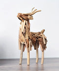 Handcrafted Wooden Deer Sculpture: Abstract Design for Indoor/Outdoor Use - Perfect Christmas Gift for Your Living Room or Office CozyHaus