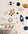 1pc, Outer Space Nursery Wall Sticker - Rocket Ship, Astronaut, and Planet Decor for Boy's Room - Vinyl Decor for a Fun and Imaginative Space Theme CozyHaus