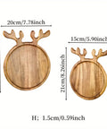 1PCS Christmas Reindeer Antler Serving Tray, Acacia Wood Multifunctional Platter for Afternoon Tea, Dinner, and Home Gatherings, Polished Wood Finish, Seasonal Holiday Themed for Christmas, Halloween, St. Patrick's Day, Valentine's Day - Decorative Wooden CozyHaus