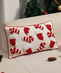 Christmas Plush Throw Pillow Cover 44.96cm - Festive Red & White, Zip Closure, Machine Washable Polyester - Perfect for Sofa and Bedroom Decor CozyHaus