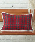 Vibrant Festive Christmas Embroidered Plaid Throw Pillow Cover - Soft, Zippered, Hand Washable Polyester Cushion Case with Easy Care for Home & Office Decor, Perfect for Holiday Season CozyHaus