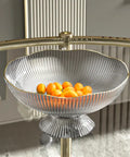 Elegant Oval PET Fruit Bowl with Golden Rim - Transparent Snack Serving Tray for Home & KTV CozyHaus