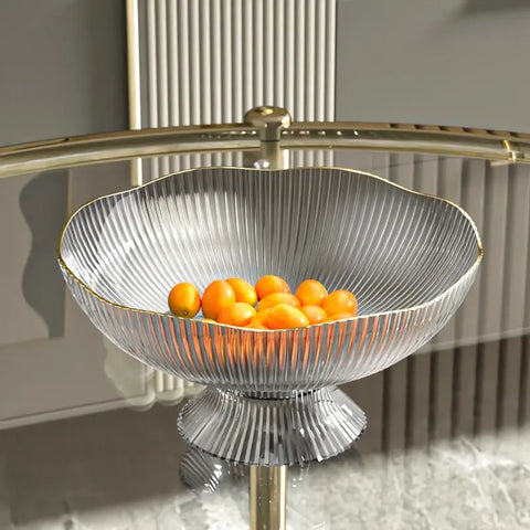 Elegant Oval PET Fruit Bowl with Golden Rim - Transparent Snack Serving Tray for Home & KTV CozyHaus