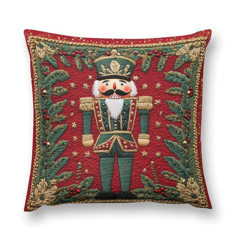 Christmas Nutcracker Throw Pillow Cover 45.72x45.72 cm - Glam Style Decorative Soft Short Plush Pillowcase, Woven Polyester, Zippered Cushion Case for Home Decor, Bedroom, Living Room, Machine Washable - 1pc CozyHaus