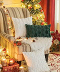 1pc/2pcs, Christmas Plush Pillow Cover Single Side Embroidered Wool Snowflake Christmas Tree Living Room Sofa Cushion Party Decoration Pillow Cover CozyHaus