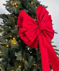 Large Red Christmas Tree Bow Topper - Festive Gift Bow for Home, Office, or Party Decor - 38cm/14.96inch Bow, 140cm/55.1 inch Tail - No Feathers - Made of Polyester CozyHaus