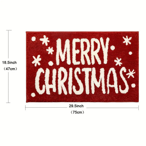 1pc Christmas Bath Mat, Christmas Bathroom Decoration Carpet, Red Bathroom Rugs, Extra Soft And Absorbent Microfiber Cute Holiday Decorative Bath Rugs, Non-Slip Machine Washable Mat, Christmas Decor christmas decorations CozyHaus