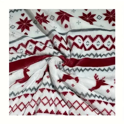 1pc Christmas Sherpa Blanket Boys Girls Throw Blanket Holiday Christmas Reindeer Snowflakes Fleece Blanket Soft Plush Warm Winter Cabin Throw Blanket CozyHaus