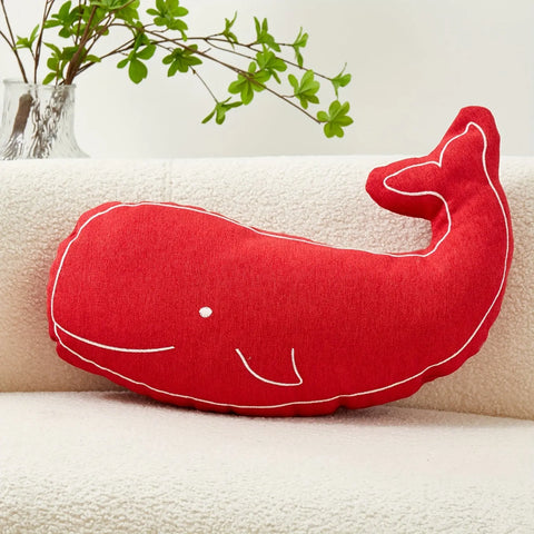 Whimsical Whale Embroidered Throw Pillow Cover, 49.78x35.05 cm - Versatile for All Seasons, Machine Washable, Zip Closure - Perfect for Sofa & Bedroom Decor CozyHaus