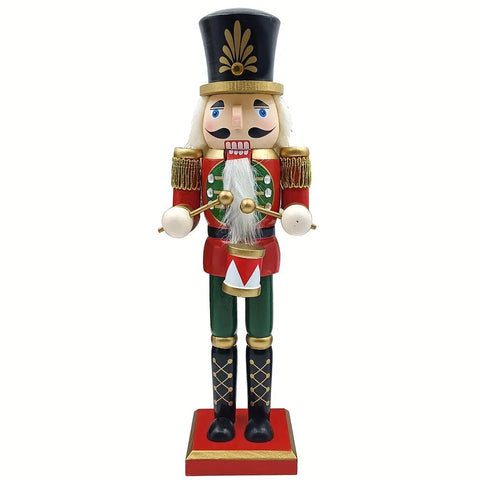 Christmas Nutcracker King Figurine, 11.81-Inch Traditional Wooden Soldier with Scepter, Festive Tabletop Holiday Decor, Manufactured Wood Nutcracker for Christmas Display CozyHaus