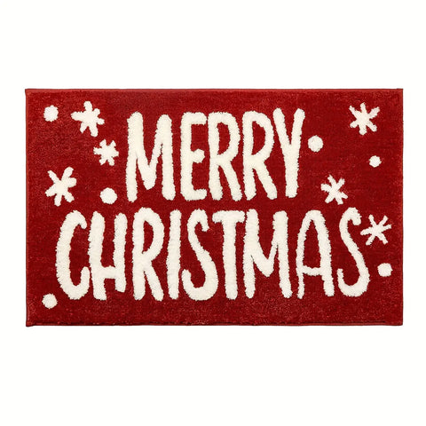 1pc Christmas Bath Mat, Christmas Bathroom Decoration Carpet, Red Bathroom Rugs, Extra Soft And Absorbent Microfiber Cute Holiday Decorative Bath Rugs, Non-Slip Machine Washable Mat, Christmas Decor christmas decorations CozyHaus