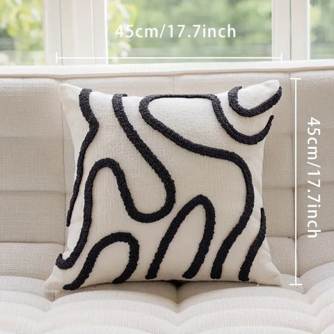 1pc Bohemian Style Throw Pillow Cover, Soft Plush Chenille, Reversible Geometric Stripe Pattern, Hand Washable, Zipper Closure, Polyester, with No Insert for Home Sofa Patio Bench Decor CozyHaus