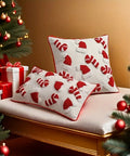 Christmas Plush Throw Pillow Cover 44.96cm - Festive Red & White, Zip Closure, Machine Washable Polyester - Perfect for Sofa and Bedroom Decor CozyHaus