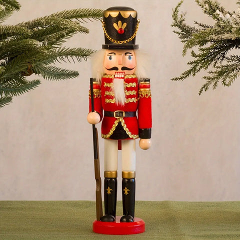 1pc 30cm Nutcracker Soldier Figurine - Wooden Christmas Decor for Home, Office & Tabletop | Perfect for Holiday Parties & Festive Celebrations CozyHaus