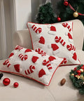 Christmas Plush Throw Pillow Cover 44.96cm - Festive Red & White, Zip Closure, Machine Washable Polyester - Perfect for Sofa and Bedroom Decor CozyHaus