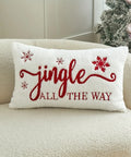 Jingle Bell Embroidered Throw Pillow Cover - Festive Christmas & Winter Decor, Soft Faux Fur, Zip Closure, Hand Wash Only - Perfect for Living Room, Bedroom, and Parties CozyHaus