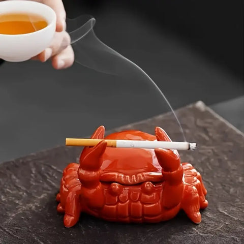 Ceramic Crab Ashtray, Unique Shepherd Design, Perfect for Home & Office Decor, Ideal Father's Day or Boyfriend Gift, No Power Required, Battery Not Included CozyHaus