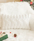 1pc/2pcs, Christmas Plush Pillow Cover Single Side Embroidered Wool Snowflake Christmas Tree Living Room Sofa Cushion Party Decoration Pillow Cover CozyHaus