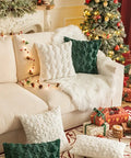 1pc/2pcs, Christmas Plush Pillow Cover Single Side Embroidered Wool Snowflake Christmas Tree Living Room Sofa Cushion Party Decoration Pillow Cover CozyHaus