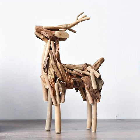 Handcrafted Wooden Deer Sculpture: Abstract Design for Indoor/Outdoor Use - Perfect Christmas Gift for Your Living Room or Office CozyHaus