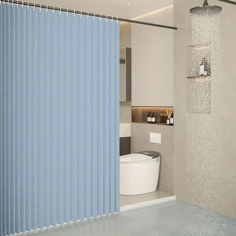 Minimalistisch douchegordijn blauw badkamer