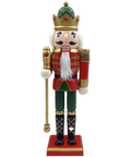 Christmas Nutcracker King Figurine, 11.81-Inch Traditional Wooden Soldier with Scepter, Festive Tabletop Holiday Decor, Manufactured Wood Nutcracker for Christmas Display CozyHaus