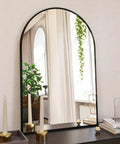 Elegant Arched Wall-Mounted Vanity Mirror with Aluminum Frame - Rust-Proof, Glass Surface for Bathroom & Bedroom Decor - Available in Golden, Black, White, Silvery CozyHaus