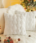 1pc/2pcs, Christmas Plush Pillow Cover Single Side Embroidered Wool Snowflake Christmas Tree Living Room Sofa Cushion Party Decoration Pillow Cover CozyHaus