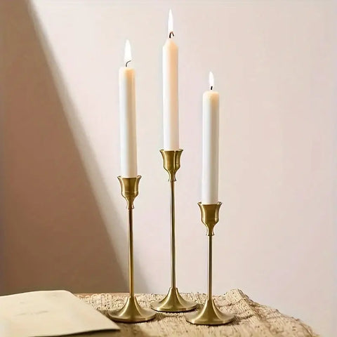 3pcs Elegant Metal Candle Holders Set - Perfect for Romantic Dinners, Wedding Anniversaries, Home & Hotel Decor, Birthday Gifts - Ideal Table Centerpieces for Parties & Catering Events (Candles Not Included) CozyHaus