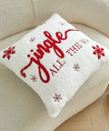 Jingle Bell Embroidered Throw Pillow Cover - Festive Christmas & Winter Decor, Soft Faux Fur, Zip Closure, Hand Wash Only - Perfect for Living Room, Bedroom, and Parties CozyHaus