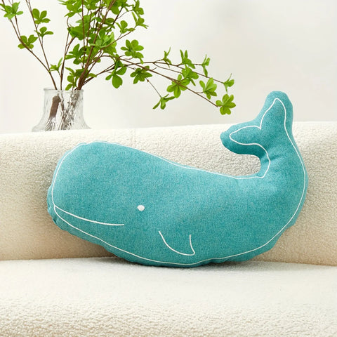 Whimsical Whale Embroidered Throw Pillow Cover, 49.78x35.05 cm - Versatile for All Seasons, Machine Washable, Zip Closure - Perfect for Sofa & Bedroom Decor CozyHaus