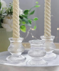 10-Pack Clear Glass Taper Candle Holders, Ribbed Mini Crystal Candlesticks Set for Home Decor, Event & Wedding Party Table Centerpieces, Versatile Holiday Decorations - No Electricity Needed CozyHaus