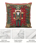 Christmas Nutcracker Throw Pillow Cover 45.72x45.72 cm - Glam Style Decorative Soft Short Plush Pillowcase, Woven Polyester, Zippered Cushion Case for Home Decor, Bedroom, Living Room, Machine Washable - 1pc CozyHaus