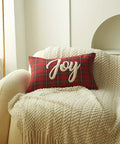 Vibrant Festive Christmas Embroidered Plaid Throw Pillow Cover - Soft, Zippered, Hand Washable Polyester Cushion Case with Easy Care for Home & Office Decor, Perfect for Holiday Season CozyHaus