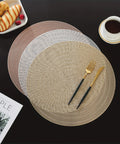 6/8 Pack Round PVC Place Mats, Non-Slip Dining Table Mats for Wedding, Christmas, Parties, Heat Resistant Woven Chargers for Home and Kitchen Tabletop Decor - Hand Wash Only CozyHaus