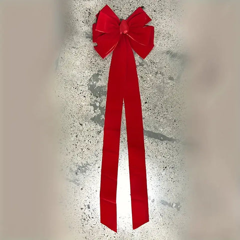 Large Red Christmas Tree Bow Topper - Festive Gift Bow for Home, Office, or Party Decor - 38cm/14.96inch Bow, 140cm/55.1 inch Tail - No Feathers - Made of Polyester CozyHaus