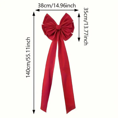 Christmas Velvet Bow Decoration Pack - Classic Polyester Fabric Red Bow for Tree Topper, Wreath, Car, and Festive Indoor Home Decor - Large Bow Set for Winter Holidays without Feathers or Batteries CozyHaus