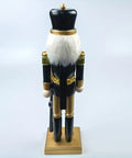 1pc Wooden Nutcracker Figurine, 15-Inch Black And Golden Soldier With Rifle, Festive Christmas Tabletop Decor, Holiday Ornament, Traditional Wood Craftsmanship CozyHaus