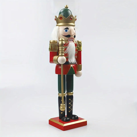 Christmas Nutcracker King Figurine, 11.81-Inch Traditional Wooden Soldier with Scepter, Festive Tabletop Holiday Decor, Manufactured Wood Nutcracker for Christmas Display CozyHaus