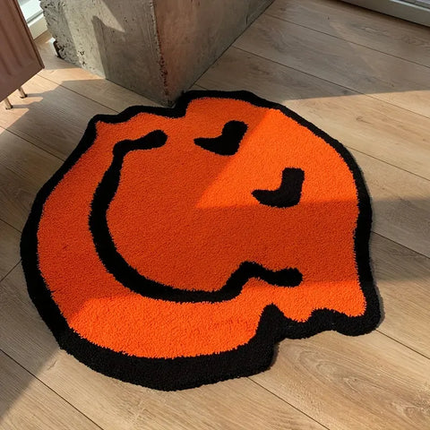 1pc, Shaggy Smile Face Area Rug, Creative Soft Fluffy Throw Rug, Pet Friendly Bedside Rug, Machine Washable, Living Room Bedroom Nursery Room Rug, Room Decorative Rug CozyHaus