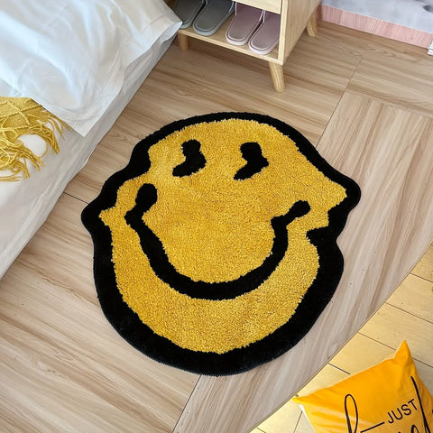 1pc, Shaggy Smile Face Area Rug, Creative Soft Fluffy Throw Rug, Pet Friendly Bedside Rug, Machine Washable, Living Room Bedroom Nursery Room Rug, Room Decorative Rug CozyHaus