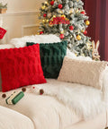 1pc/2pcs, Christmas Plush Pillow Cover Single Side Embroidered Wool Snowflake Christmas Tree Living Room Sofa Cushion Party Decoration Pillow Cover CozyHaus