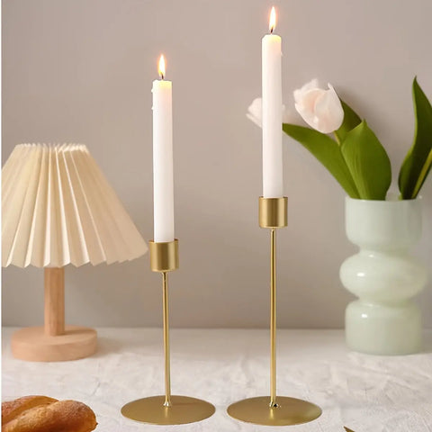 2pcs Candle Holder, Candlestick, For Candlelight Dinner Photo Props, Wedding Anniversary Birthday Decor, Table Living Room Home Decor, Valentine's Day New Year Christmas Decor CozyHaus