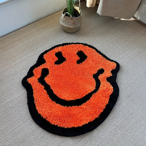 1pc, Shaggy Smile Face Area Rug, Creative Soft Fluffy Throw Rug, Pet Friendly Bedside Rug, Machine Washable, Living Room Bedroom Nursery Room Rug, Room Decorative Rug CozyHaus